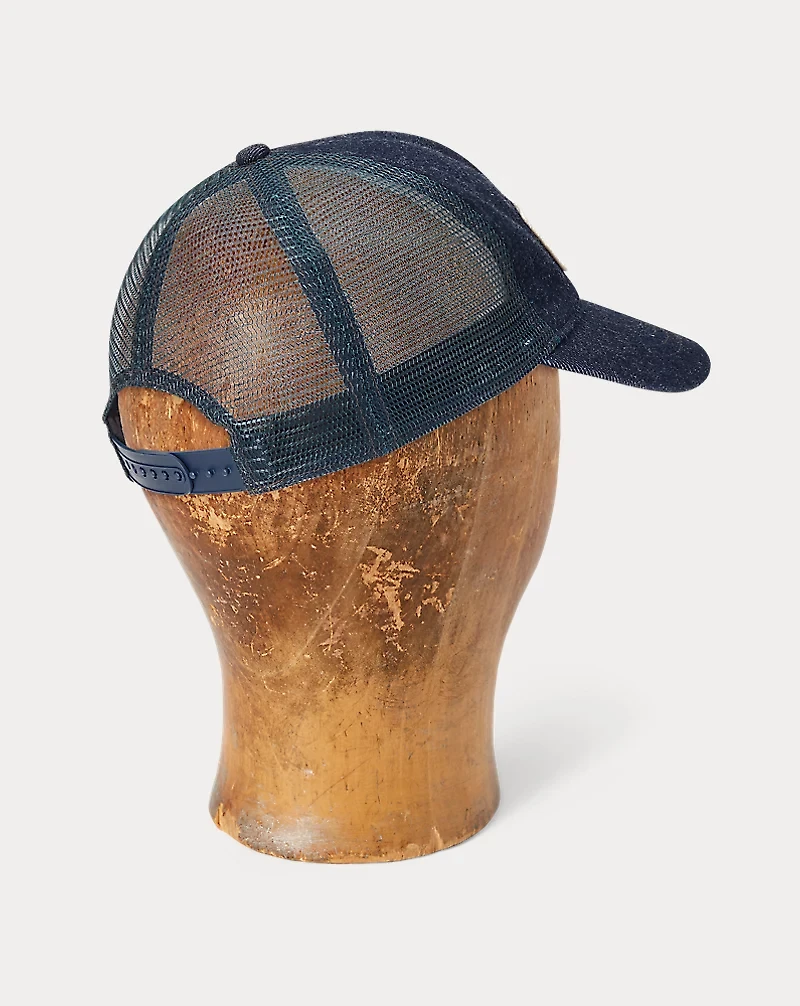 Indigo Logo-Patch Denim Trucker Cap