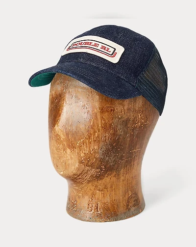 Indigo Logo-Patch Denim Trucker Cap