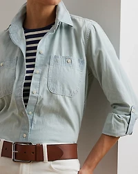 Relaxed Fit Cotton Roll Tab–Sleeve Shirt
