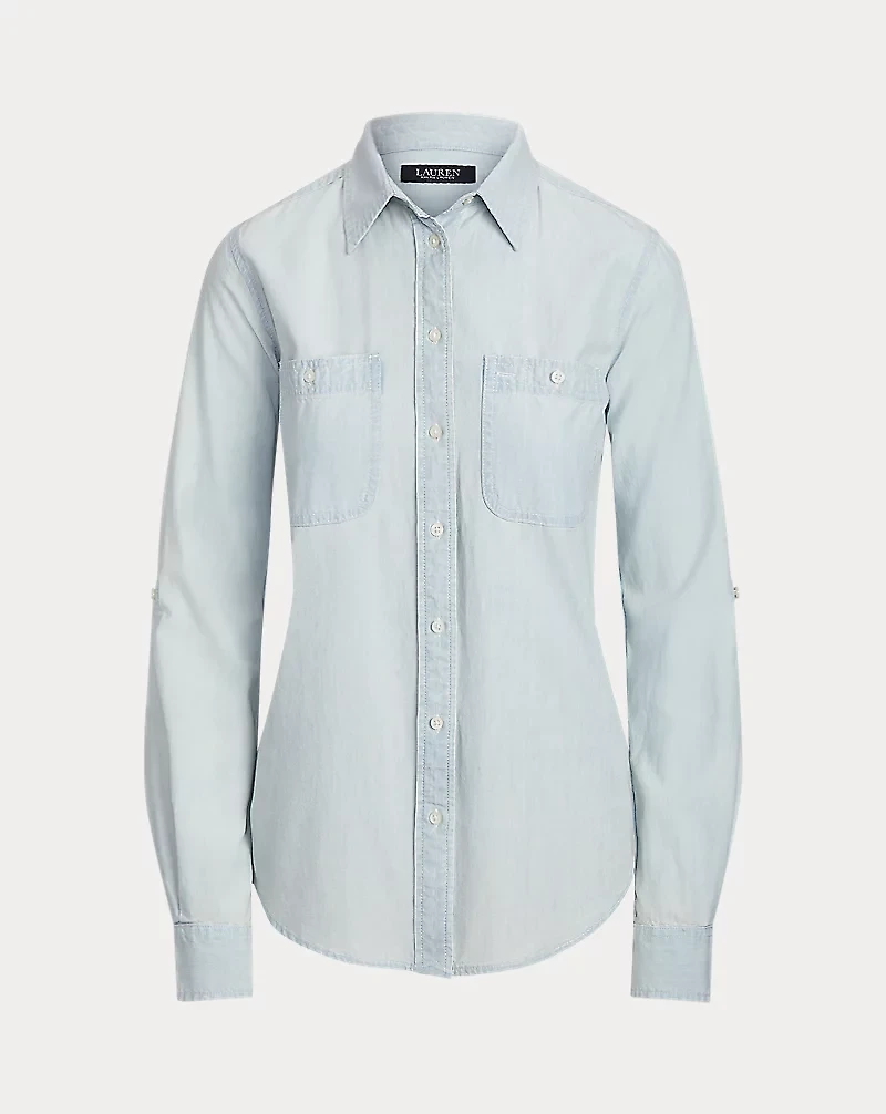 Relaxed Fit Cotton Roll Tab–Sleeve Shirt