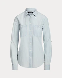 Relaxed Fit Cotton Roll Tab–Sleeve Shirt