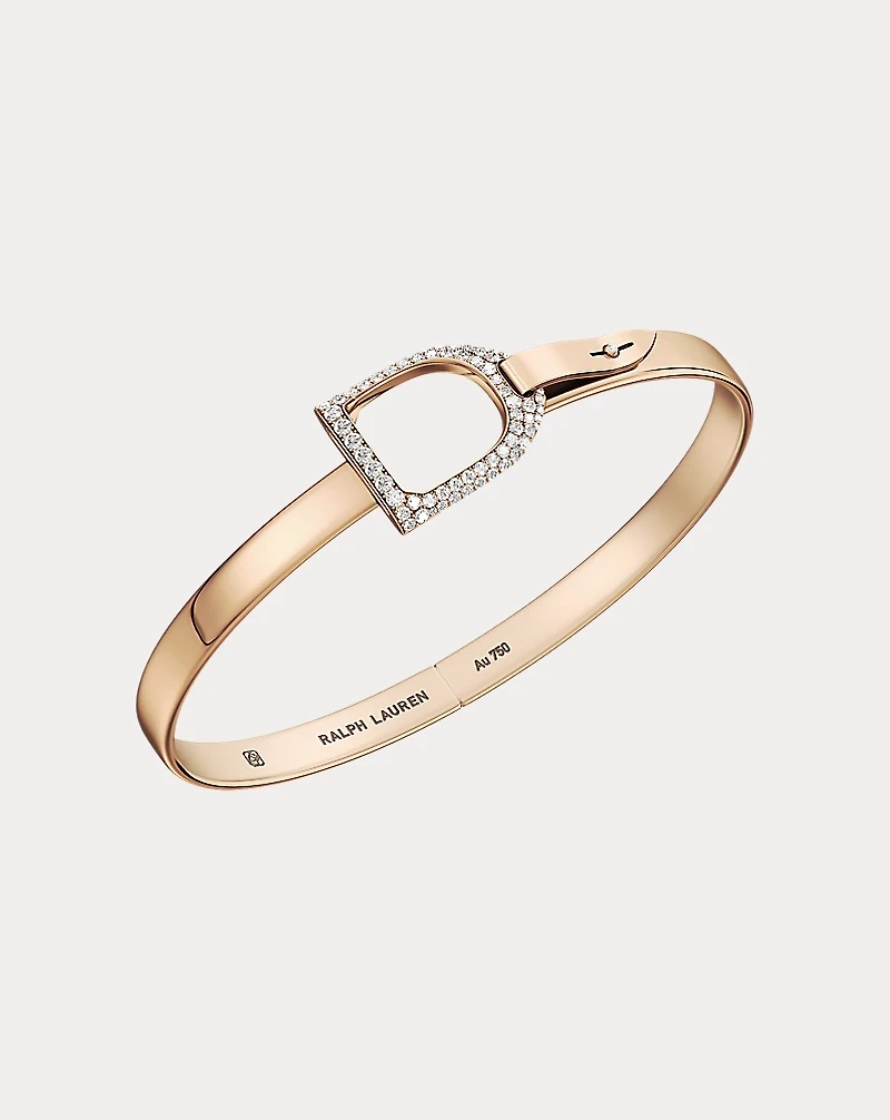 Pavé Diamond Rose Gold Stirrup Bangle