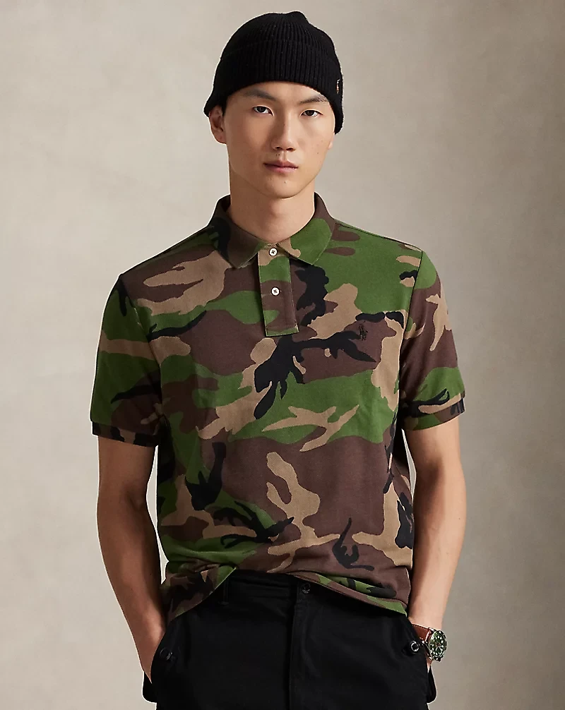Classic Fit Camo Mesh Polo Shirt