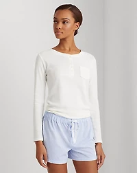 Striped Cotton-Blend Sleep Short