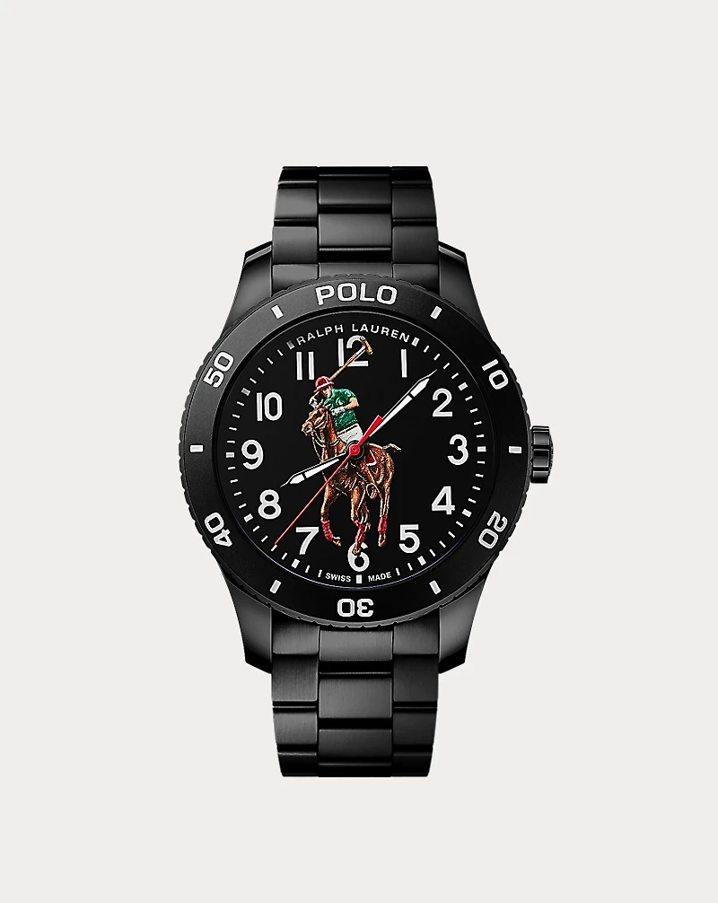 Polo Watch Black Dial Steel Bracelet