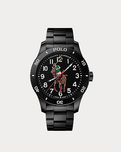Polo Watch Black Dial Steel Bracelet