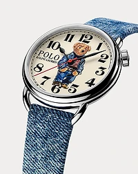 42 MM Denim Polo Bear Steel White Dial