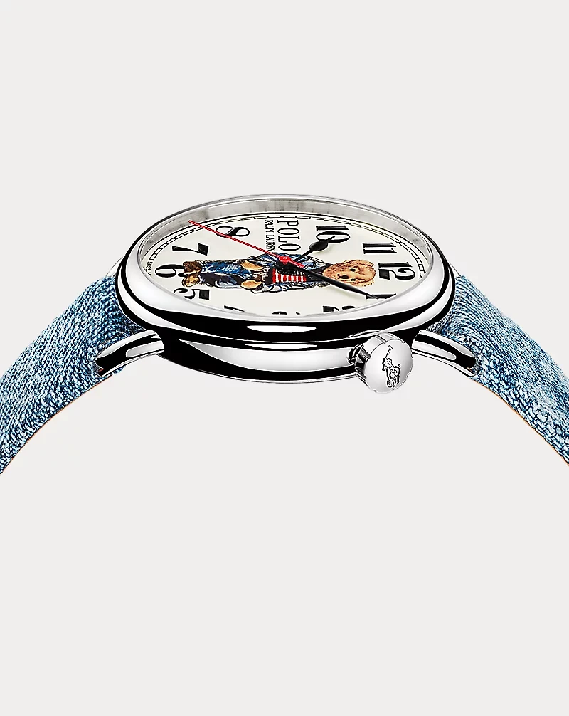 42 MM Denim Polo Bear Steel White Dial