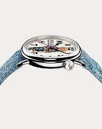 42 MM Denim Polo Bear Steel White Dial