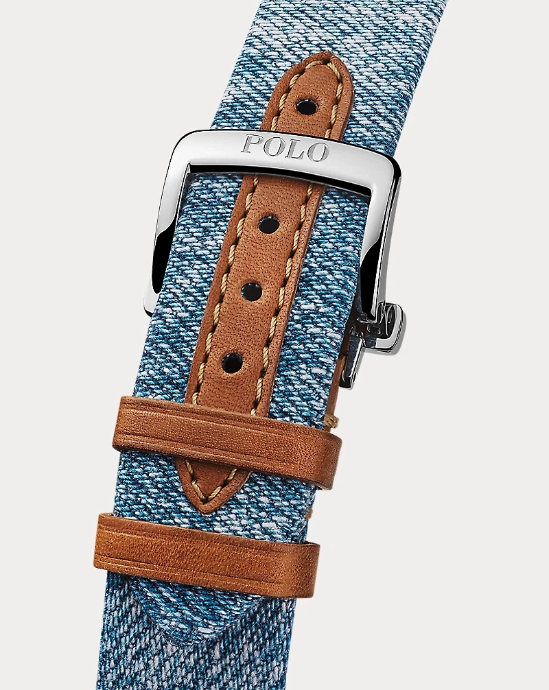 42 MM Denim Polo Bear Steel White Dial