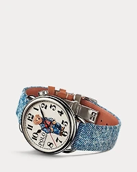 42 MM Denim Polo Bear Steel White Dial