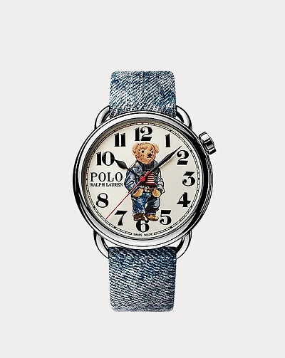 42 MM Denim Polo Bear Steel White Dial
