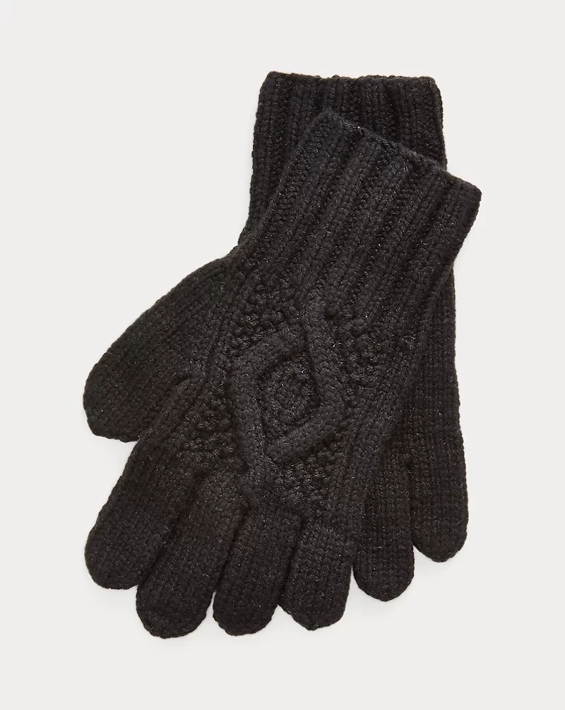 Hand-Knit Cable Cashmere Gloves