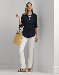 Relaxed Fit Belted Linen Shirt