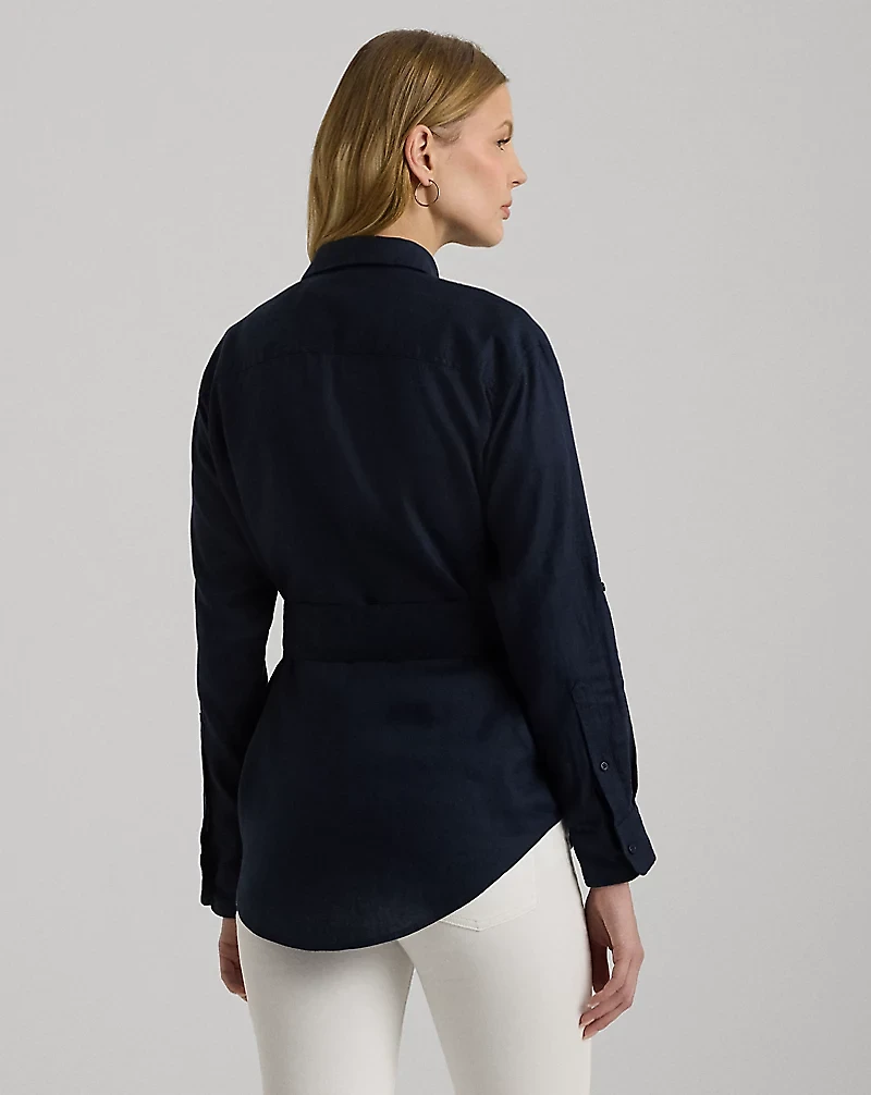 Relaxed Fit Belted Linen Shirt