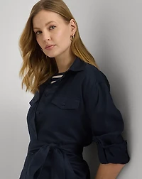 Relaxed Fit Belted Linen Shirt