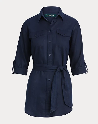 Relaxed Fit Belted Linen Shirt