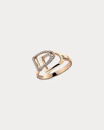 Pavé Diamond Double-Stirrup Ring