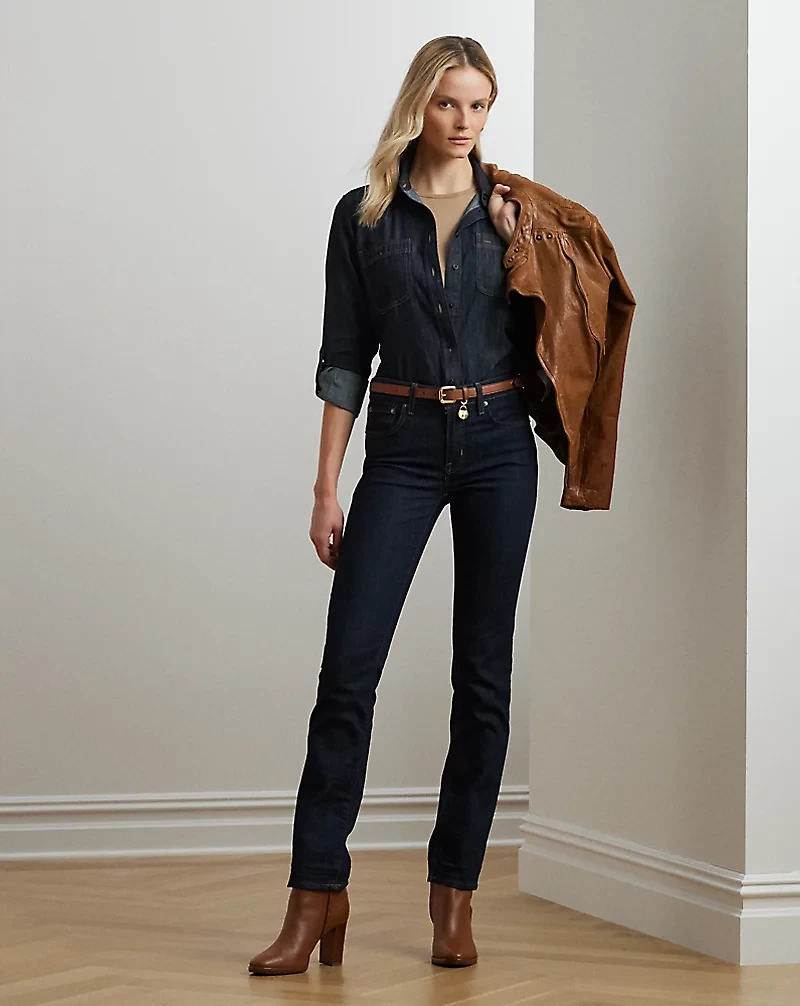 Relaxed Fit Denim Roll-Tab-Sleeve Shirt