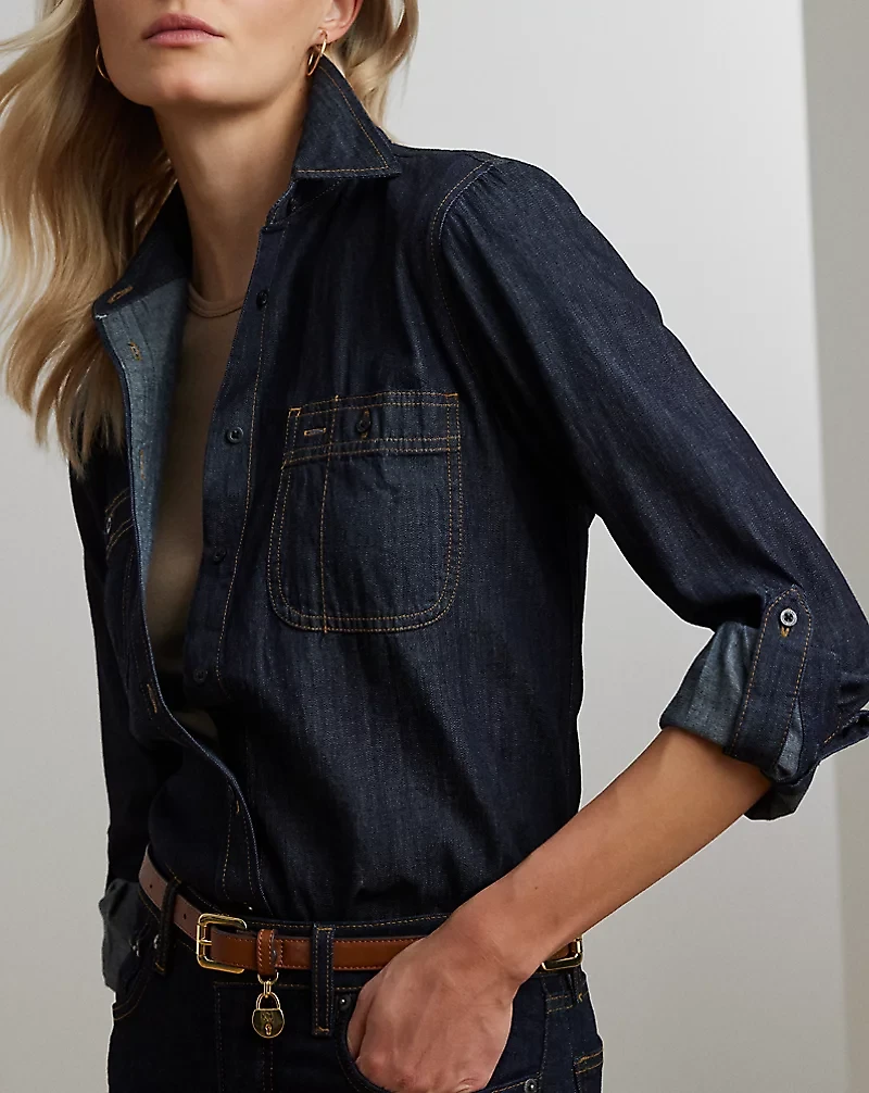 Relaxed Fit Denim Roll-Tab-Sleeve Shirt