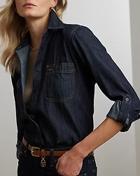 Relaxed Fit Denim Roll-Tab-Sleeve Shirt