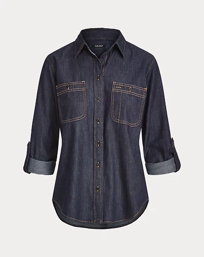 Relaxed Fit Denim Roll-Tab-Sleeve Shirt