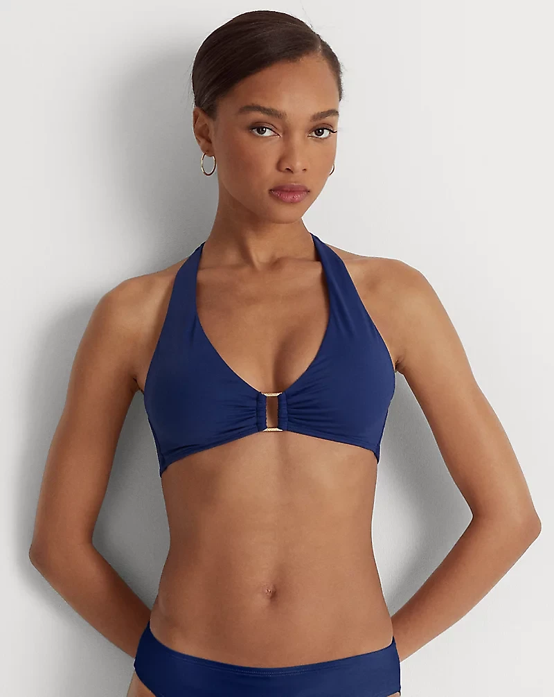 Ring-Front Halter Bikini Top