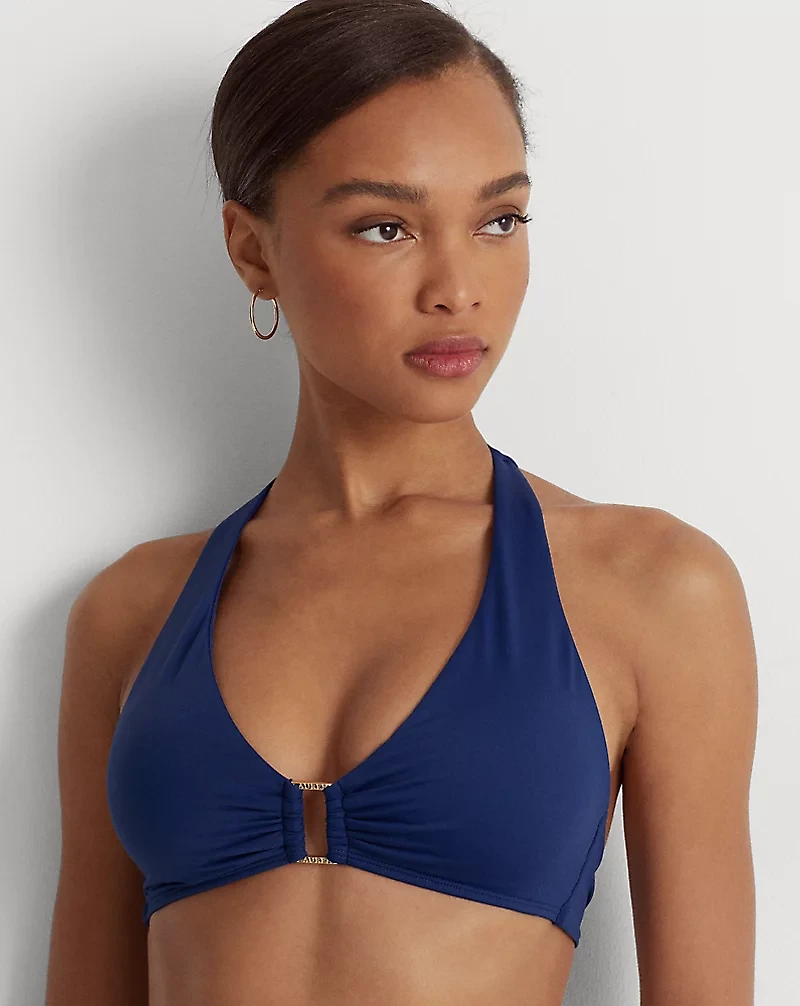 Ring-Front Halter Bikini Top