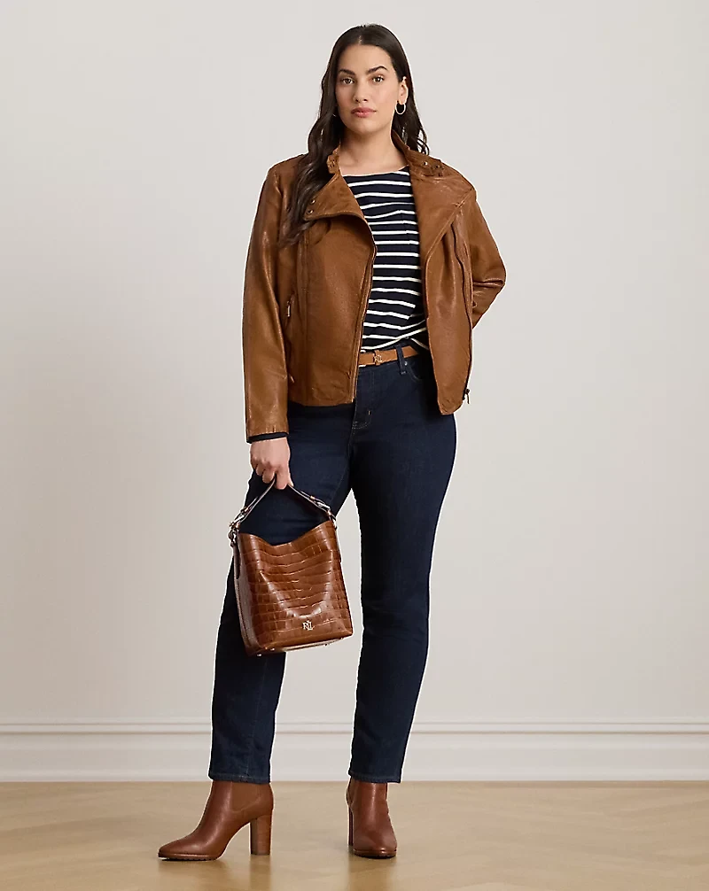Burnished Leather Moto Jacket