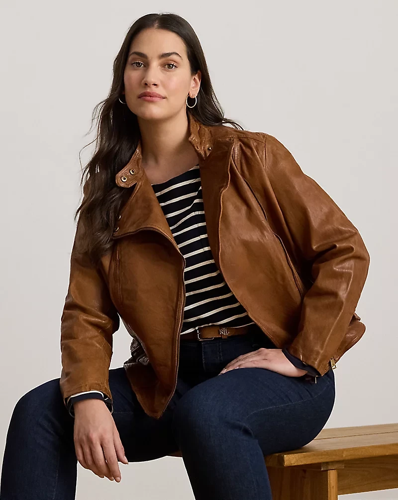 Burnished Leather Moto Jacket