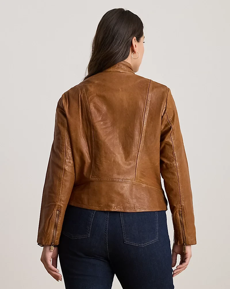 Burnished Leather Moto Jacket