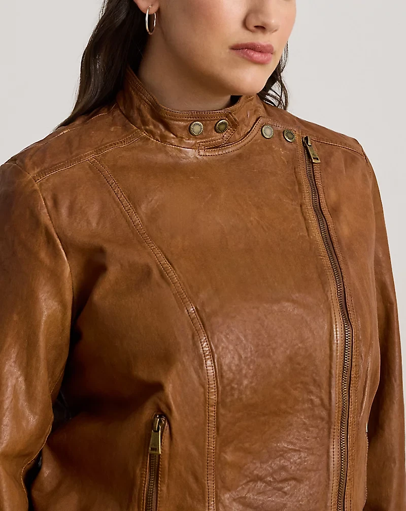 Burnished Leather Moto Jacket