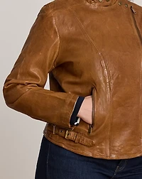 Burnished Leather Moto Jacket
