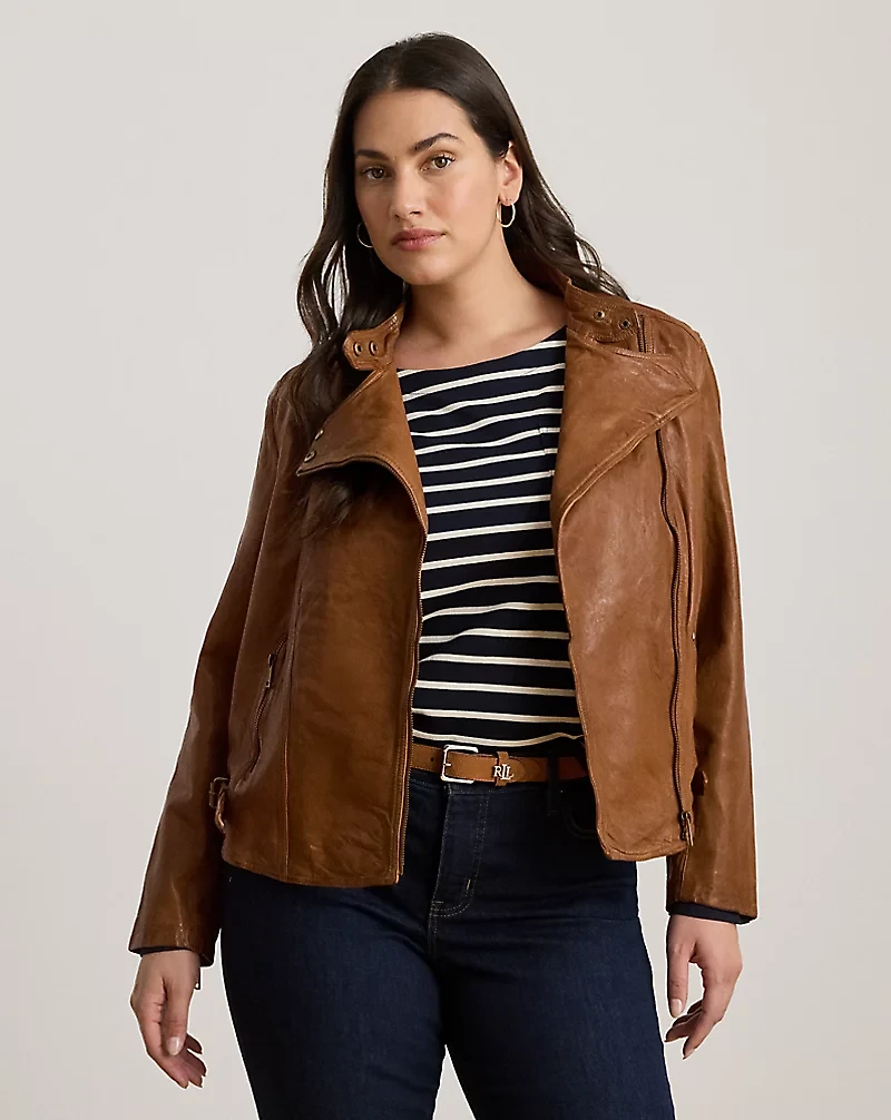 Burnished Leather Moto Jacket