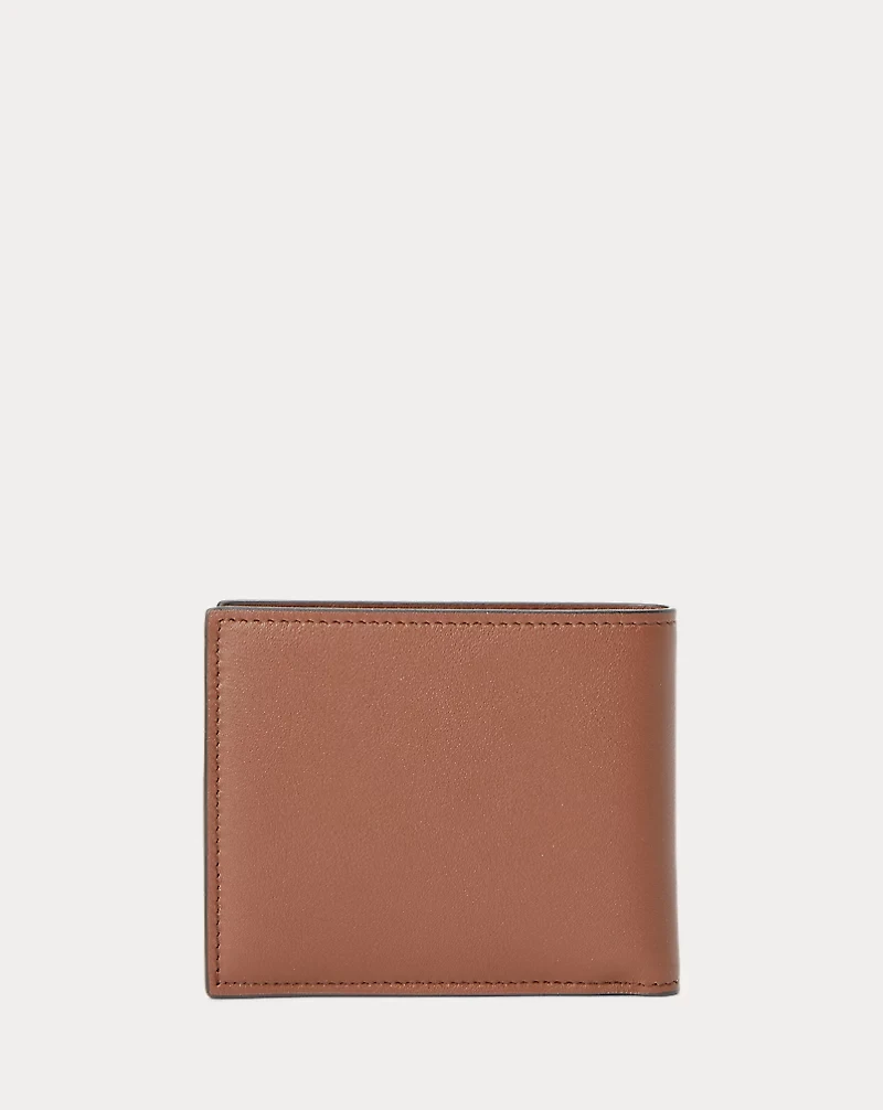 Metal-Plaque Calfskin Wallet