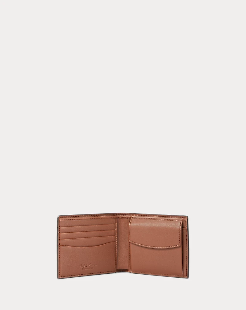 Metal-Plaque Calfskin Wallet