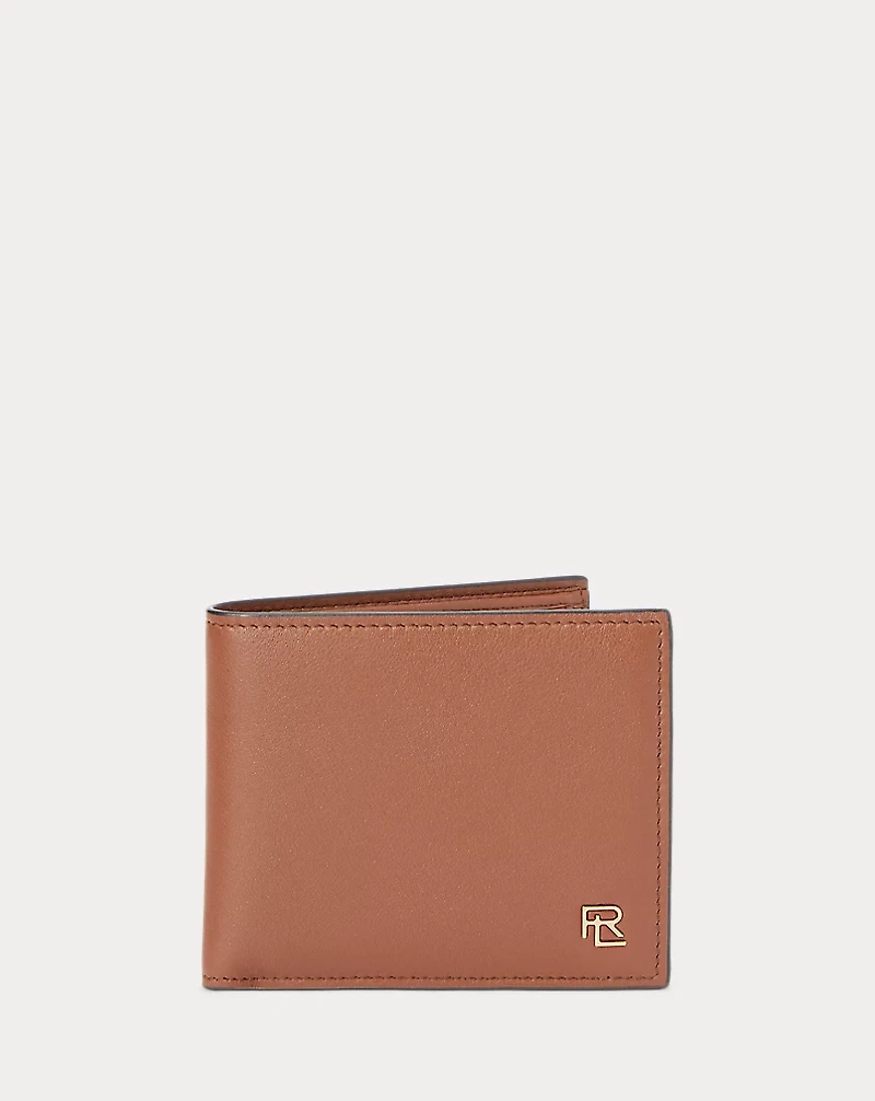 Metal-Plaque Calfskin Wallet
