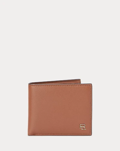 Metal-Plaque Calfskin Wallet