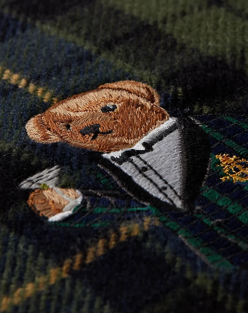 Tartan Polo Bear Throw Pillow