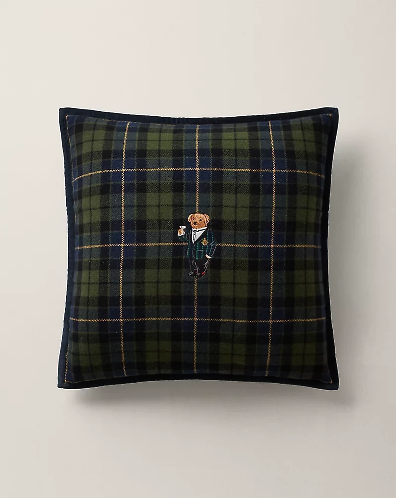 Tartan Polo Bear Throw Pillow