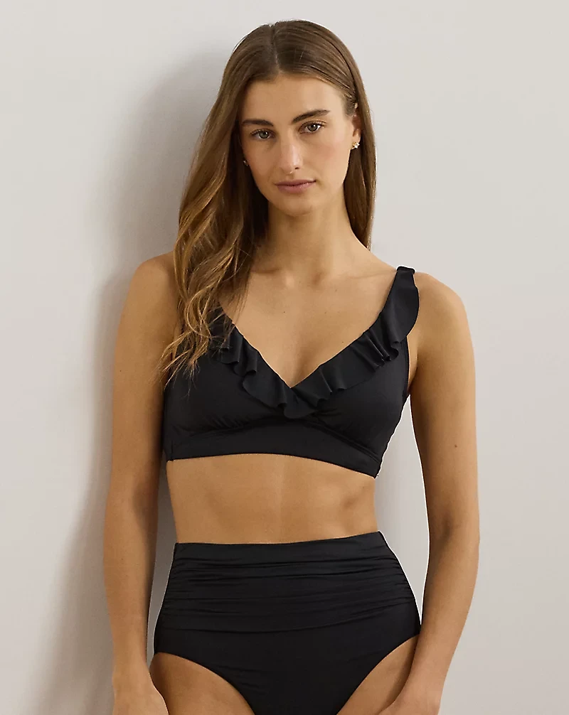 Ruffle-Trim V-Neck Bikini Top