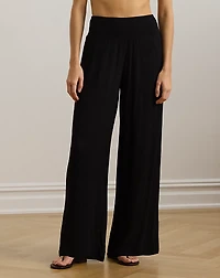 Smocked Wide-Leg Pant Cover-Up