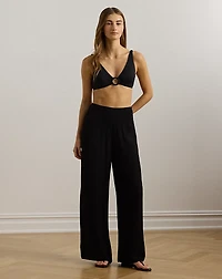 Smocked Wide-Leg Pant Cover-Up