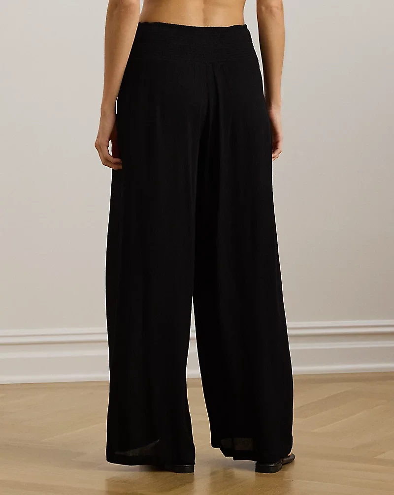 Smocked Wide-Leg Pant Cover-Up