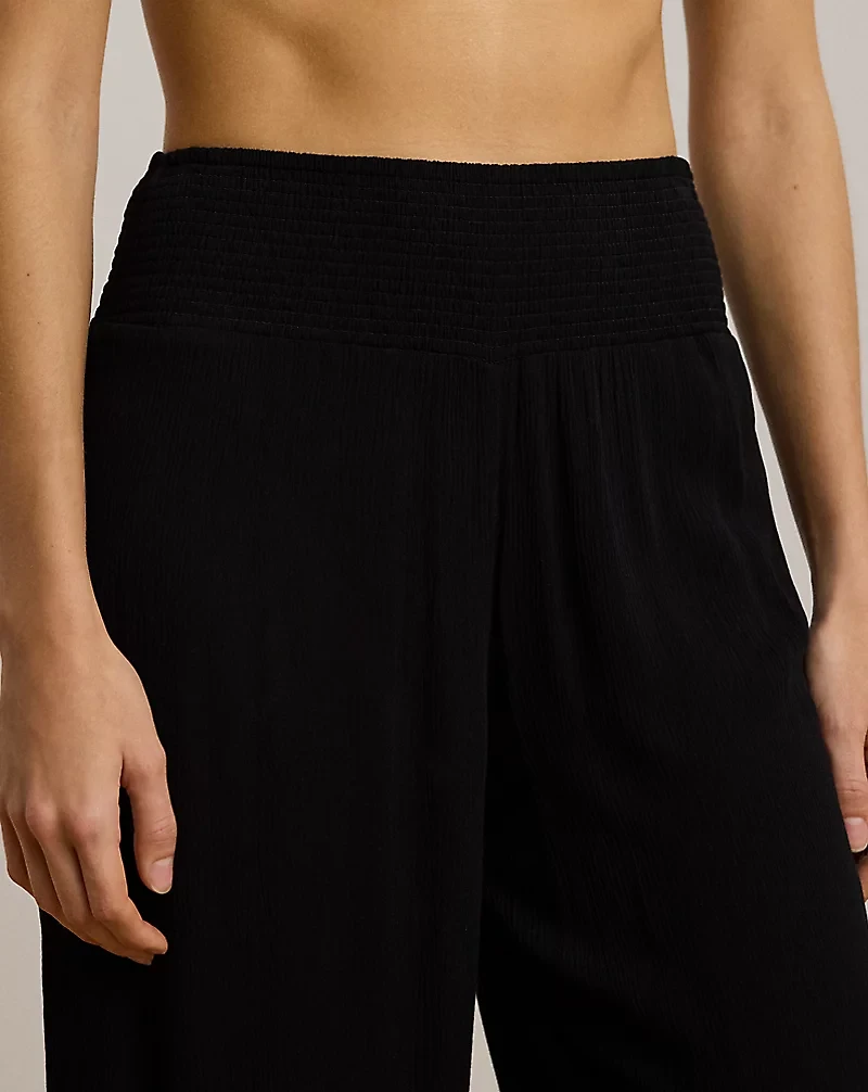 Smocked Wide-Leg Pant Cover-Up