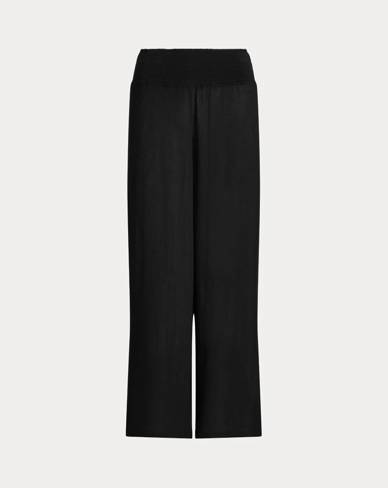 Smocked Wide-Leg Pant Cover-Up