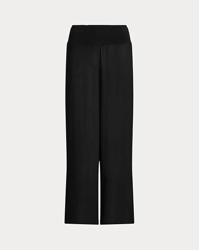 Smocked Wide-Leg Pant Cover-Up
