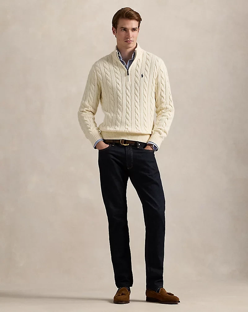 Cable-Knit Cotton Quarter-Zip Sweater