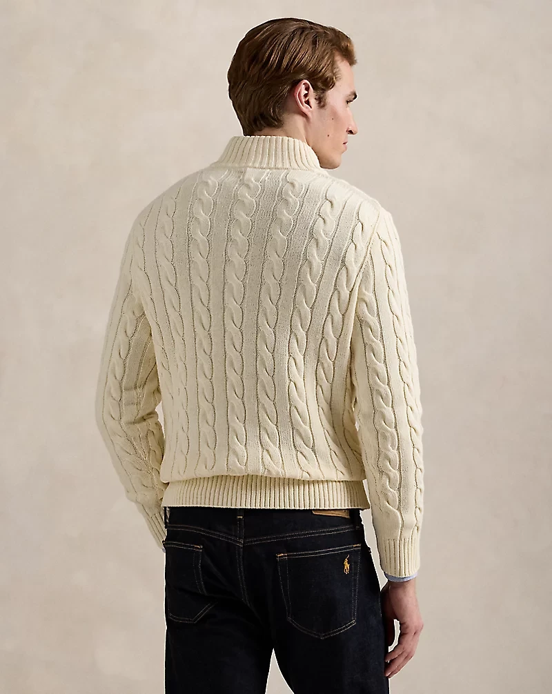 Cable-Knit Cotton Quarter-Zip Sweater