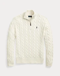 Cable-Knit Cotton Quarter-Zip Sweater